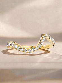 2pcs 18K Gold Plated Luxury Oval Main Stone Ring, Rope Texture Stackable Ring, Teardrop Accent Stone Ring, Exquisite Holiday Party Gift For Women - Yellow Gold - View 12