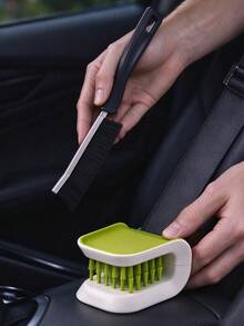 U-Shaped Cleaning Brush, Multifunctional Car Interior Detail Brush, Ergonomic Handheld Design With Soft Dense Bristles, For Cleaning Seat Belts, Crevices, Leather Seats & Dashboard, Portable Car Detailing Tool, Washable Interior Cleaning Accessory - Multicolor - View 4