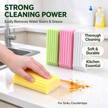 1pc/3pcs/6pcs Randomly Shipped Colorful Striped Cleaning Sponges, High-Density Soft Foam Material, Soft Touch, Wavy Textured Surface, Strong Water Absorption, Easily Removes Oil Stains, Multi-Color For Categorized Use, Non-Scratch For Cookware And Countertops, No Shedding, Suitable For Kitchen Dishwashing And Bathroom Cleaning - Cleaning Sponge - View 1