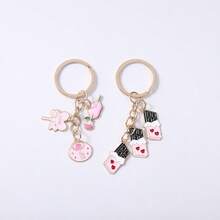 1Pc Cute Y2K Coquette Heart Keychain, Aesthetic Enamel Rose Chocolate Pendant, Kawaii Keyring For Women Girls - Multicolor - View 9