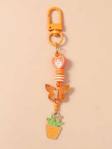 1pc Beaded Starfish Animal Keychain, Butterfly Cactus Keyring, Bag Charm - Multicolor - View 11
