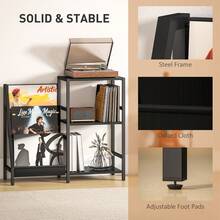 3-Tier Record Player Stand, End Table For Living Room, Bedroom - Black Wood Effect - T0001-01-3583 - View 6