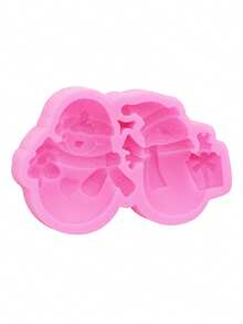 1pc Pink Liquid Silicone Material Silicone Mold Christmas Snowman Silicone Mold For Making Keychain Decor Hanging Ornament Decorative Patch Refrigerator Magnet Plaster Aromatherapy Patch - Christmas Snowman - View 5