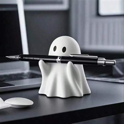 1pc Cute White Ghost Pen Holder,Halloween Gift Toy,Great Office Ornament,Perfect Gifts For Valentine's Day, Birthday, Christmas, Mother's Day & Graduation, Party Favors & Collectible Toy Gifts