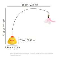 1pc Yellow Duck Smart Automatic Cat Teaser Toy With Bird Chirping Sound, 360° Rotating Interactive Pet Toy, USB Rechargeable 2-In-1 Replaceable Feather & Bird Accessories, High Elasticity Carbon Steel Rod, Detachable Washable Base, Indoor Kitten Self-Entertainment Exercise Toy - Yellow - View 3