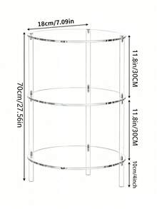 1 Set Transparent Round Acrylic Side Table, 2/3 Tier Modern Small Coffee Table Bedside Cabinet, Suitable For Living Room, Bedroom And Bathroom, Minimalist Style. - Multicolor - View 9