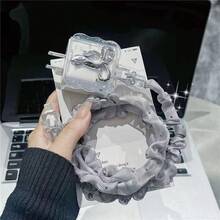銀色蝴蝶結設計網格裝飾數據線保護套，手機充電器套裝 20W/18W，充電線保護，充電頭保護殼，兼容 Apple 兼容 13/16/15/14 充電器保護殼，絕佳禮物選擇 - 銀色 - 查看 4