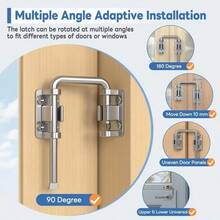 U Shape Patio Sliding Door Loop Lock,90/180 Degree Door Latch Locks,Zinc Alloy Doors Bolt Hasp,Anti-Theft Buckles With Screws - Silver - View 3
