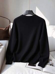 Women's Pumpkin Halloween Pattern Cardigan Sweater, Cute Vintage Pattern Top, Suitable For Autumn/Winter Halloween Wear - Black - View 4