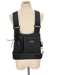 TIANDINGYU Outdoor Streetwear Sling Chest Bag, Functional Hiking Bag, Tool Bag With Multiple Pockets For Walkie-Talkie, Flashlight, Buckle, Cool Fashion For Street Dance - Black - View 8