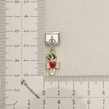 1pc Steel‑Tone Base Gold Dangle Italian Modular Bracelet Charm, Heart Star Bow Cross Cat Hand Pendant DIY Jewelry Accessory For 9mm Module Bracelet - Steel-colored Modular Heart Bow - View 28