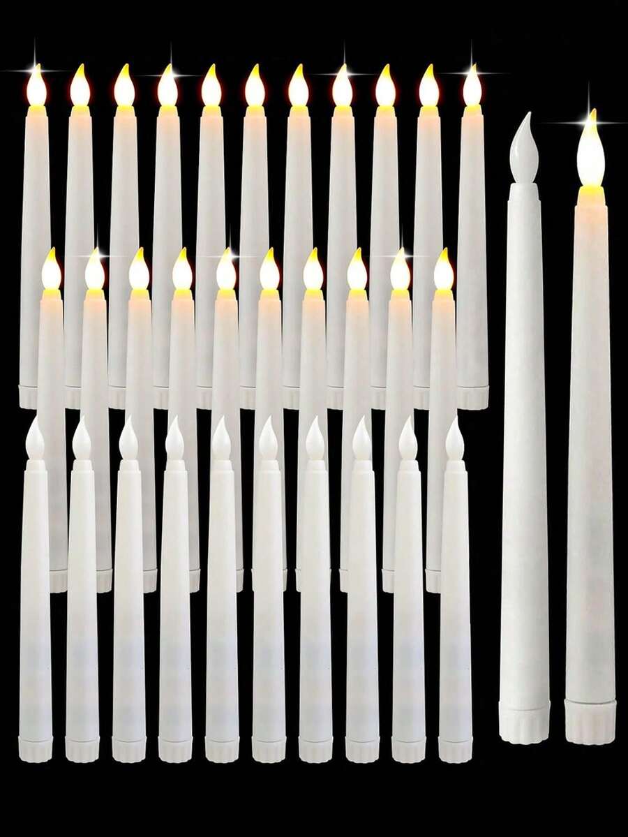 6/3/1pc White LED Flameless Taper Candles, 3D Wick Flickering Realistic Flame, Battery Operated Pointed Tea Candles, Suitable For Birthday, Wedding, Home Party Decoration, Flameless Window Sill Candles, Classic White Candles - Candle Lamp - View 1