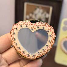 Autumn/Winter Mirror Heart-Shaped Magnetic Phone Stand, Lace Rhinestone Trim Multi-Function Phone Back Push-Pull Stand, Desktop Telescopic Stand, Suitable For All Phones - Gold - View 8