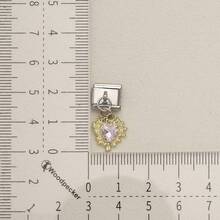 1pc Steel‑Tone Base Gold Dangle Italian Modular Bracelet Charm, Heart Star Bow Cross Cat Hand Pendant DIY Jewelry Accessory For 9mm Module Bracelet - Steel-colored Modular Heart Bow - View 15