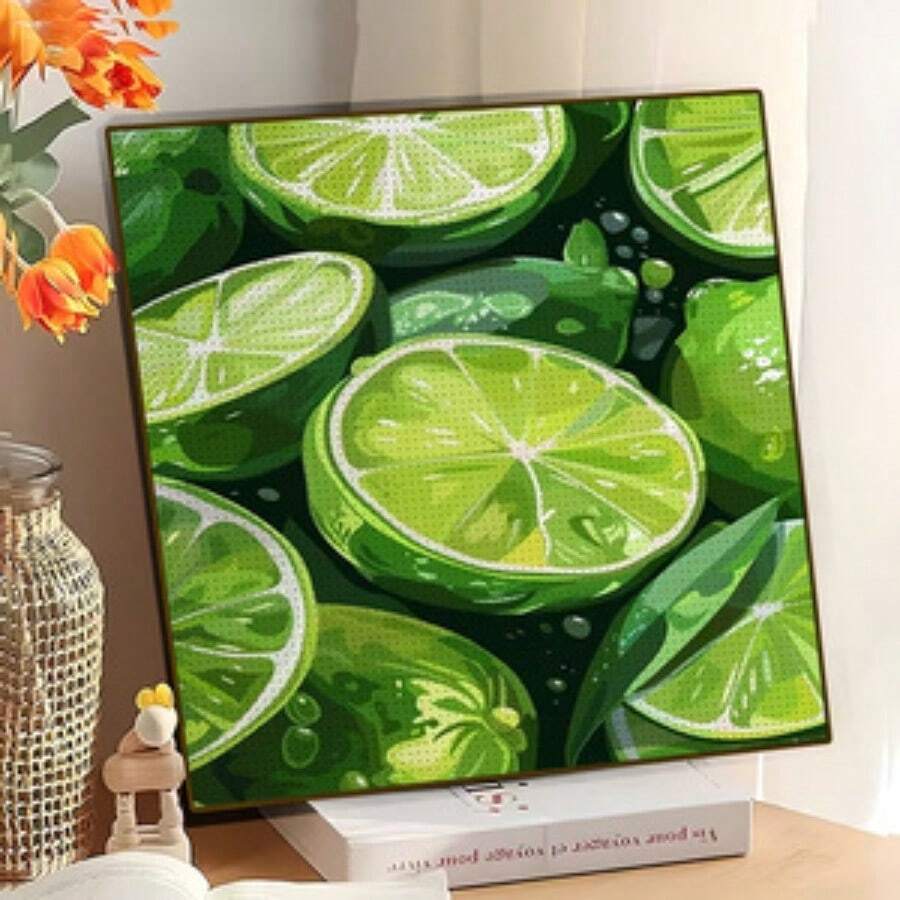 1PC New DIY 5D Round Acrylic Diamond Painting (Lime Theme), Mosaic Craft, Adds Artistic Atmosphere To Home Walls. Handmade Home Art Decor, Unframed
