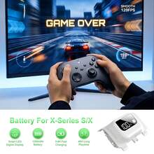 Pin sạc cho tay cầm Xb Ox Series X/S, đèn LED báo nguồn, thời gian chơi lên đến 40 giờ, pin thay thế - trắng - Xem 8