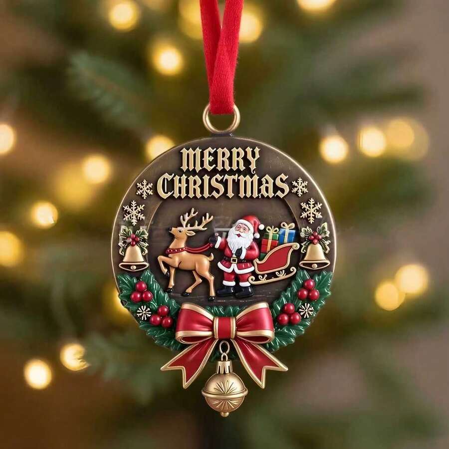 1pc Christmas New Independent Santa Acrylic Flat Pendant Christmas Tree Bell Decorative Accessories Holiday Gift Manufacturer Direct Christmas Tree Scene Decoration Pendant - Star - View 1