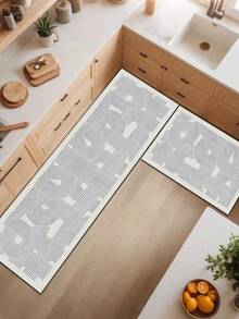 SANJIANGDI 1pc Abstract Curved Lines Patterns Kitchen Mat, 3.5 Mm Soft Rubber That Absorbs Water And Is Easy To Clean. Suitable For Corridors, Bathrooms, Living Rooms, Outdoor Door Mats, And Toilets. Useable Throughout The Year And For Various Holidays. - Multicolor - View 7