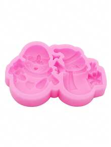 1pc Pink Liquid Silicone Material Silicone Mold Christmas Snowman Silicone Mold For Making Keychain Decor Hanging Ornament Decorative Patch Refrigerator Magnet Plaster Aromatherapy Patch - Christmas Snowman - View 3