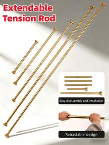 1pc Adjustable Curtain Rod - High-End Telescopic Rod, No Drilling Installation Suitable For Bedroom, Living Room, Rental Housing And Other Multiple Scenarios (Durable And Easy To Install. Curtain Rod, Closet Rod, Balcony, Blinds No Drilling, Closet Rod, Rod, Telescopic Rod, Closet, Curtain Rod, Telescopic Rod, Closet Rod, Closet Rod.) - Telescopic Pole - View 1
