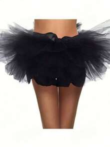 Fashionable Tulle Skirt, Sheer Fabric, Suitable For Performance, Masquerade Ball, Cake Dress, Cosplay And Social Gathering Occasions - Black - View 2