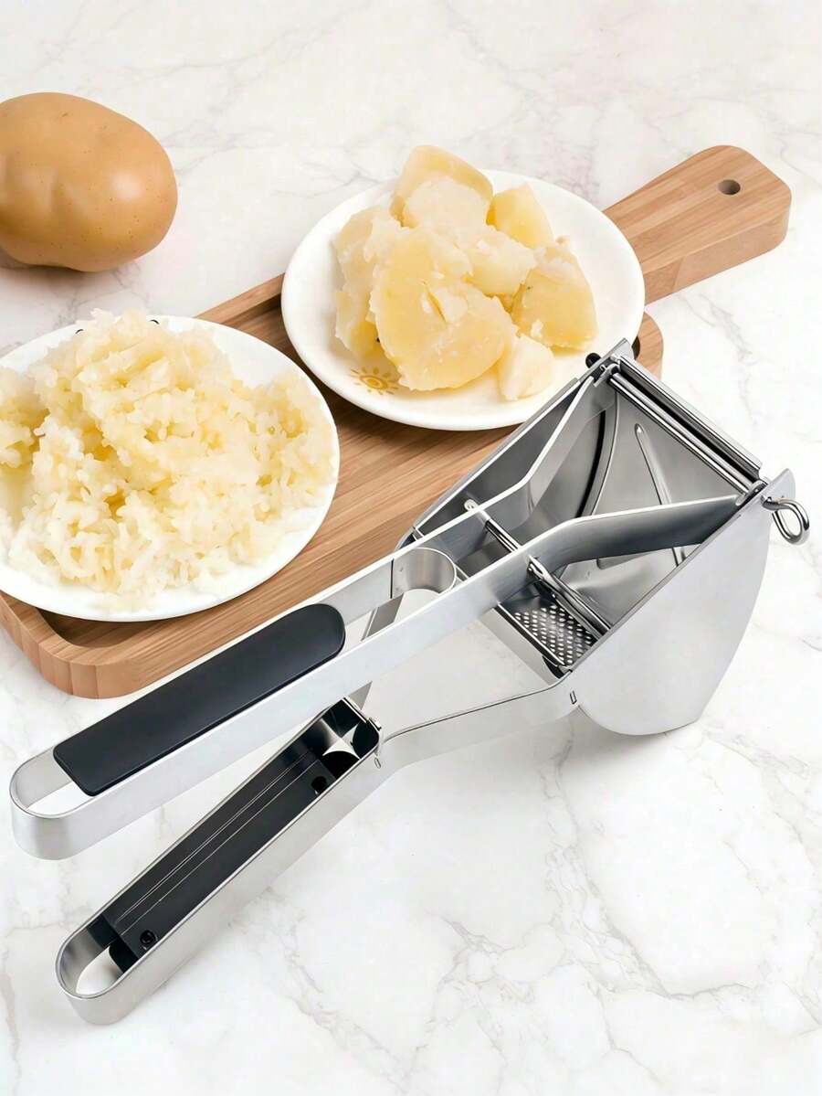 Stainless Steel Potato Ricer Masher, Ergonomic Non‑Slip Handle Hand Press Food Crusher, Smooth Puree Making, For Home Kitchen Cooking Baby Food Fruit Vegetable Mashing, Great For Home Cooks To Make Potato Mash, Carrot Puree And Baby Supplementary Foo - Multicolor - View 1