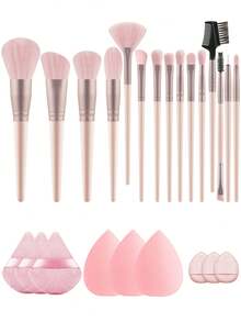 Set 15 Kuas Makeup dengan 9 Puff Bedak & Spons Makeup, Bulu Lembut dengan Pengambilan Bedak Alami, Untuk Pemula Riasan Ringan Sehari-hari, dan Kombinasi Riasan Wajah Lengkap untuk Kencan. - MultiWarna - View 15