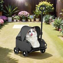 Mini Dog Stroller – Foldable Pet Carrier Cart With 360° Rotatable Handle, Extendable Pull Handle & Storage Bag Lightweight Trave - Pink - View 4