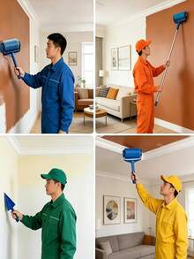 Multi-Functional Paint Roller Kit - Roller Brush + Extension Pole + Triangular Gap Brush, High-Density Brush Head For Even Application. Suitable For Latex And Wall Paints, Easy To Operate. Ideal For Wall Patching, A Gift For Decoration Workers - A - View 4