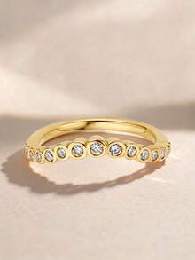 2pcs/Set 18K Gold Plated Luxury Oval Main Stone Ring, Round Side Diamond Ring, Teardrop Stackable Ring Set, Exquisite Holiday Party Gift For Women - Yellow Gold - View 19