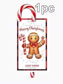Kartu Pemegang Permen Tongkat Natal Kustom, Label Ucapan Nama yang Dipersonalisasi dengan Desain Kue Jahe & Manusia Salju, Kemasan Hadiah Liburan Meriah untuk Suvenir Pesta, Label Hadiah Natal yang Disesuaikan, Kartu Ucapan Liburan yang Dapat Disesuaikan 2026, Selamat Natal - MultiWarna - View 9