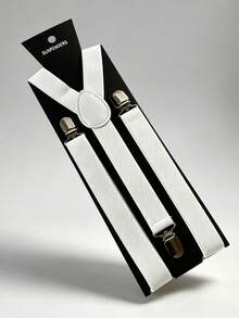 1pc Solid Color Men's Suspenders, With 3 Strong Clips, Adjustable - Multicolor - View 9