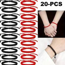 Handmade Braided Red Rope Bracelet, Chinese Zodiac Year Red String Couple Bracelet Polyester - SL red diamond knot - View 10