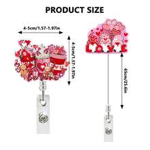 1pc Valentine's Day Acrylic Heart Bow Retractable Badge Reel, Suitable For Nurses, Doctors, Teachers, Volunteers, Office Workers, Christmas, Valentine's Day - A - View 2