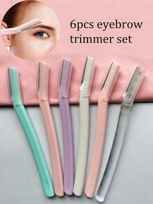 40/18/6/3pcs Assorted Color Eyebrow Razors, Straight Handle Eyebrow Trimming Beauty Tool, Unisex Stainless Steel Hair Remover With Protective Cap And Guard, Suitable For Beginners, Prevent Cuts - Multicolor - View 2