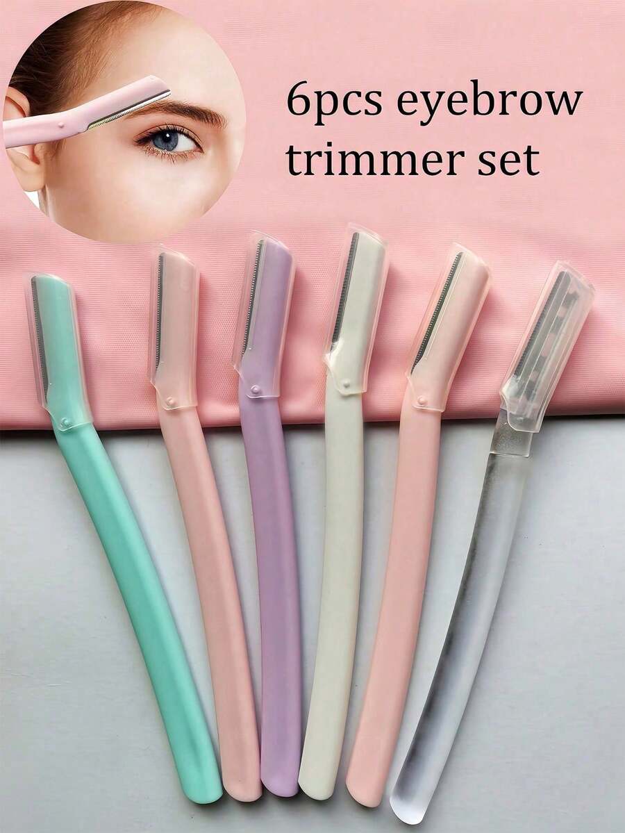 40/18/6/3pcs Assorted Color Eyebrow Razors, Straight Handle Eyebrow Trimming Beauty Tool, Unisex Stainless Steel Hair Remover With Protective Cap And Guard, Suitable For Beginners, Prevent Cuts