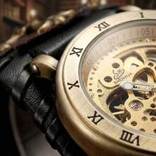 Vintage Style Hollow Mechanical Wristwatch, Suitable For Themed Parties And Short Trips, Creates A Retro-Atmosphere Wrist Accessory - Black - View 2