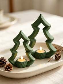 Minimalist Tabletop Decorative Items,Party Accessories,Small Nordic Tree-Shaped Candle Holders Suitable For Christmas, Valentine', Thanksgiving,Shelf, Windowsill Decor - Scandinavian Holiday Gift For Home, Halloween - Multicolor - View 8