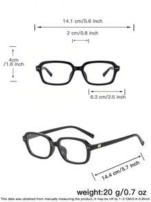 1 PC Men's Casual Style Black Frame Square Glasses PC Material Lightweight Frame Simple And Versatile For Office Commute With Glasses Box - Multicolor - View 6