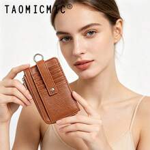 Dompet Kartu Gantungan Kunci Wanita, Dompet Rantai Kunci, Tempat Kartu PU Bertekstur, Tali Jepit, Banyak Slot Kartu, Kantong Koin Resleting, Dompet Mini Kompak - MultiWarna - View 9