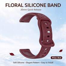 Tali Jam Tangan Silikon Berukir Bunga 18mm 20mm, Tali Jam Tangan Pengganti Kompatibel dengan Watch & Watch, Tali Pergelangan Tangan Lembut - MultiWarna - View 16