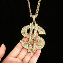 6pcs DISCO Hip Hop Punk Gold Necklace Exaggerated Big Gold Chain Set, Gold Ring Necklace, Vintage Punk Style, Suitable For Party, Halloween, COS - Nude - View 3