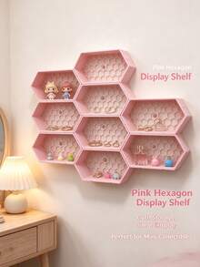 Hexagon Floating Shelf, Nordic Style Wall-Mounted Storage Rack, Creative Geometric Decorative Shelf, Suitable For Living Room And Entryway, Black Hexagon Wall Storage Shelf, Furniture Wall Decor Storage Rack, Book Display Decorative Shelf - Multicolor - View 1