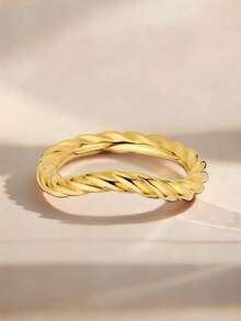 3pcs/Set 18K Gold Plated Luxury Oval Main Stone Ring, Twisted Band Stackable Ring Set, Round Side Diamond Ring, Exquisite Holiday Party Gift For Women - Yellow Gold - View 28