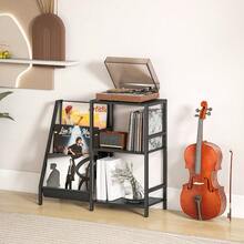 3-Tier Record Player Stand, End Table For Living Room, Bedroom - Black Wood Effect - T0001-01-3583 - View 9