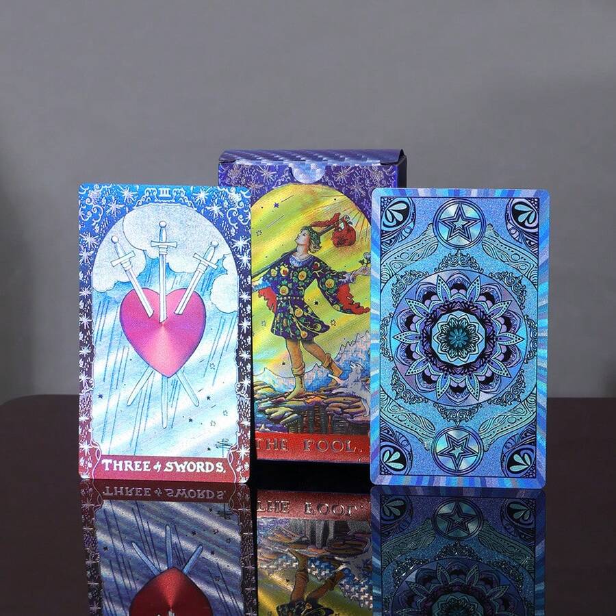 Gold Foil Tarot Cards Plastic Waterproof Tarot Cards Full Set Color Printed Tarot Cards Tabletop Game Cards, Tarot, Tarot Cards Deck - Multicolor - View 1