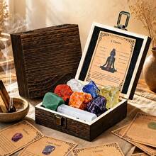 1box Natural Amethyst Chakra Stones Set, Raw Crystal Gem Ornament, Reiki Healing Health Energy Yoga Crafts, Gift Box Collection For Meditation & Spir - Chakra Set - View 3