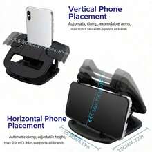 Dudukan Ponsel Mobil yang Dapat Berputar 360°, Dudukan untuk Dashboard & Konsol Tengah, Horizontal & Vertikal - A - View 7