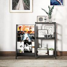 3-Tier Record Player Stand, End Table For Living Room, Bedroom - Black Wood Effect - T0001-01-3583 - View 5
