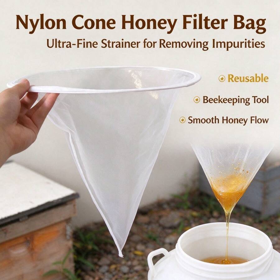 1pc Nylon Conical Honey Filter Bag, Ultra-Fine Mesh, Designed To Remove Impurities, Reusable, Professional Beekeeping Tool